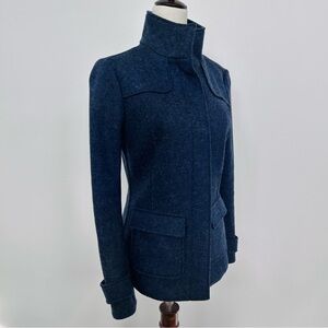 Boden Women’s Wool Blend Jacket Coat Navy Zip Front Tailored Pockets US 2 UK 6